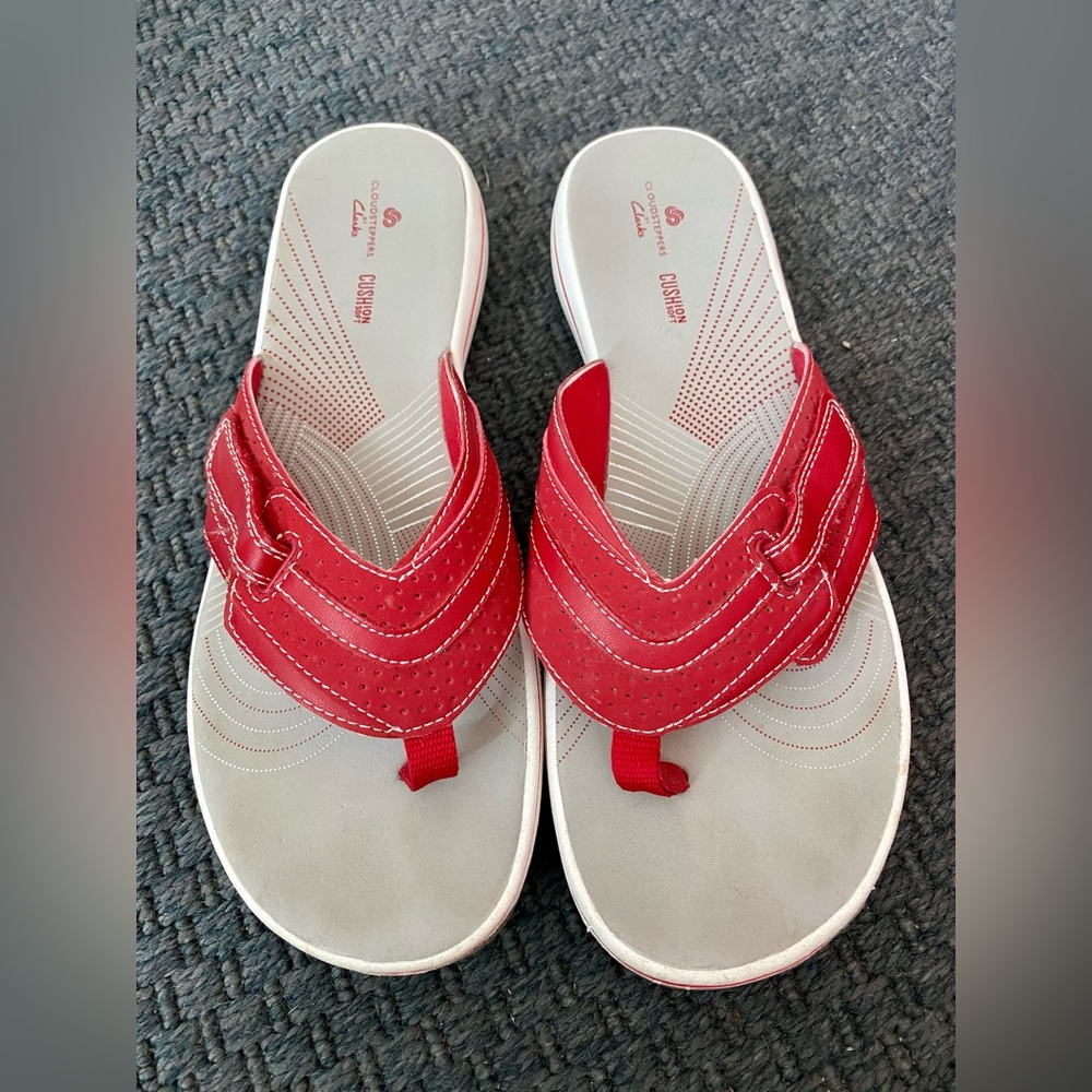 Ladies adjustable red sandals